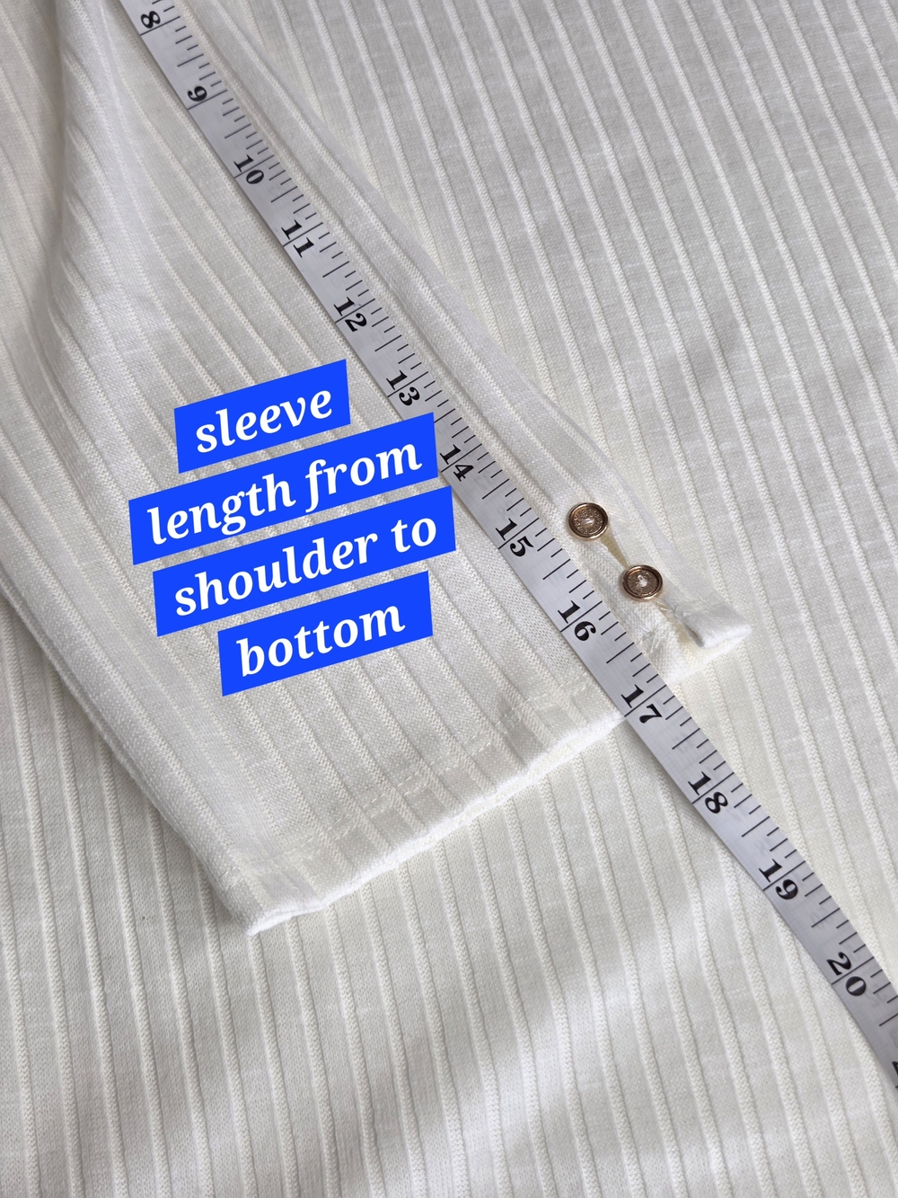 Alfred Dunner Cream Ribbed 3/4-Sleeve Top with Side Buttons - Picture 3 of 9
